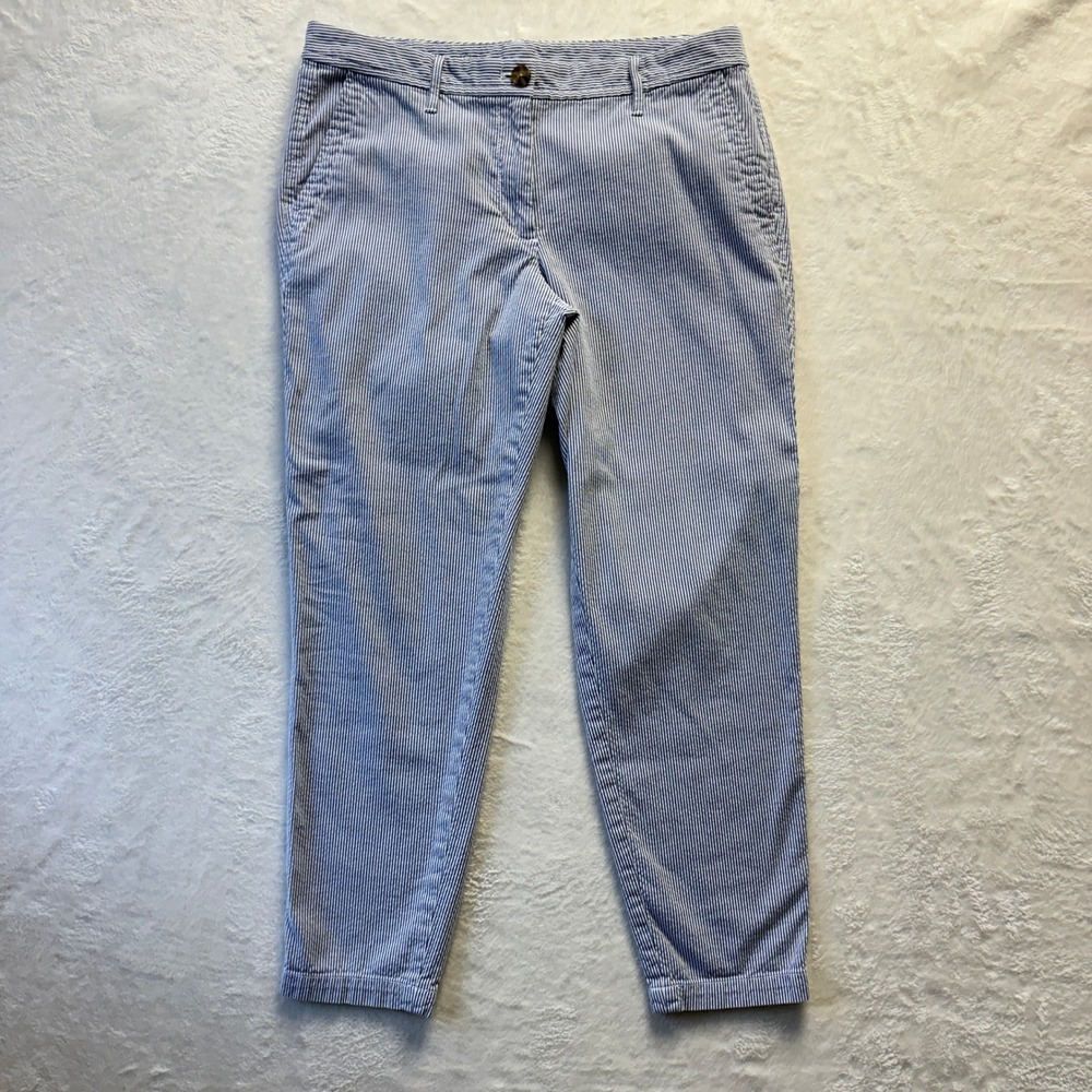 Talbots Pants Women‎ Sz 6 Petite Blue Chambray Striped Girlfriend Chino Ankle